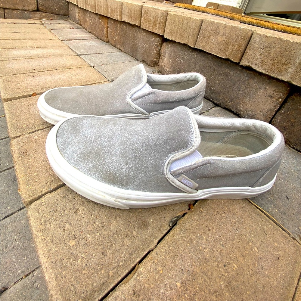 Vans slip on leather metallic shoes. Size 8.5 womens